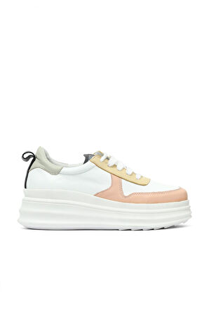 Bueno Shoes Pudra Multi Deri Kadın Dolgu Topuklu Spor Ayakkabı 01ws11500