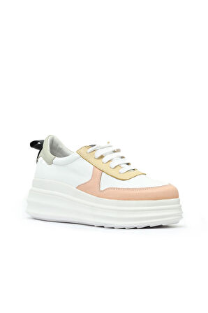 Bueno Shoes Pudra Multi Deri Kadın Dolgu Topuklu Spor Ayakkabı 01ws11500