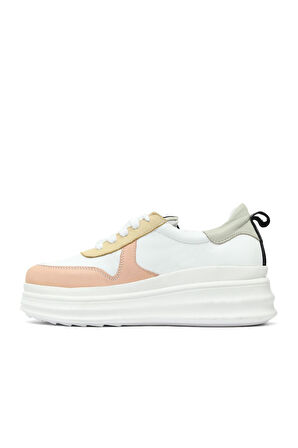 Bueno Shoes Pudra Multi Deri Kadın Dolgu Topuklu Spor Ayakkabı 01ws11500