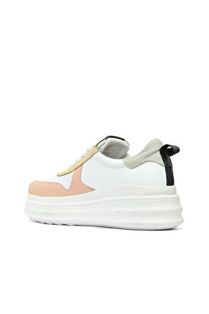 Bueno Shoes Pudra Multi Deri Kadın Dolgu Topuklu Spor Ayakkabı 01ws11500