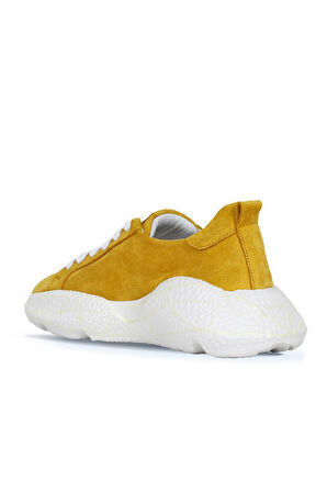 Bueno Shoes Sarı Süet Kadın Dolgu Topuklu Spor Ayakkabı 01ws12200