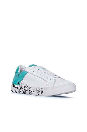 Bueno Shoes Beyaz Yeşil Deri Kadın Spor Ayakkabı 01ws3211