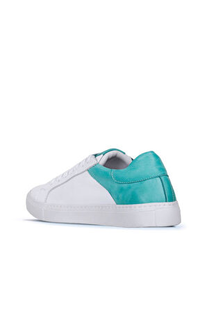 Bueno Shoes Beyaz Yeşil Deri Kadın Spor Ayakkabı 01ws3211