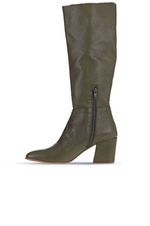 Bueno Shoes Yeşil Deri Kadın Topuklu Çizme 01wr5104