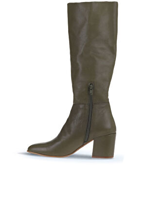 Bueno Shoes Yeşil Deri Kadın Topuklu Çizme 01wr5104