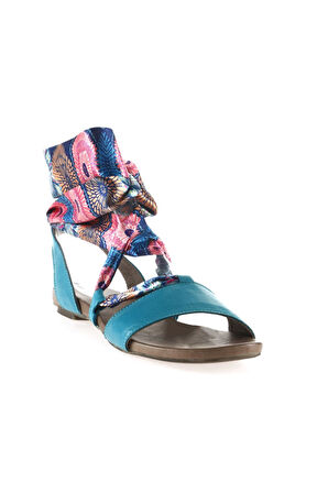 Bueno Shoes Turkuaz Deri Kadın Düz Sandalet 01wj1111
