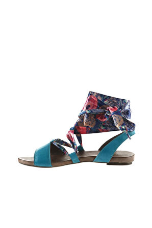Bueno Shoes Turkuaz Deri Kadın Düz Sandalet 01wj1111