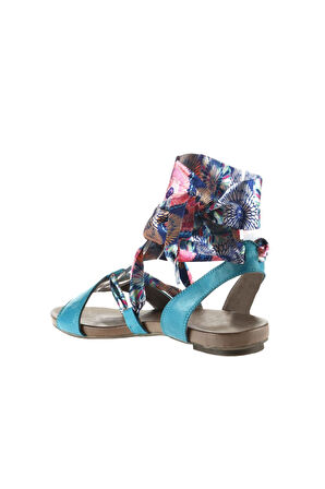 Bueno Shoes Turkuaz Deri Kadın Düz Sandalet 01wj1111