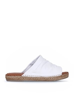 Beyaz Deri Kadın Espadril Terlik
