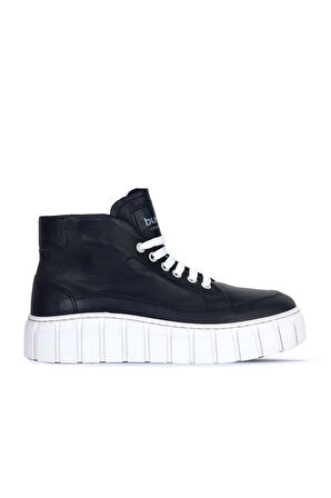 Bueno Shoes Siyah Deri Kadın Spor Bot 01wt3400