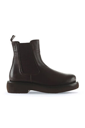 Bueno Shoes Kahverengi Deri Kadın Düz Bot 01wt0508