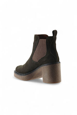 Bueno Shoes Haki Süet Kadın Topuklu Bot 01wt2900