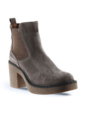 Bueno Shoes Vizon Süet Kadın Topuklu Bot 01wt2900