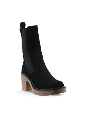 Bueno Shoes Siyah Süet Kadın Topuklu Bot 01wt2901