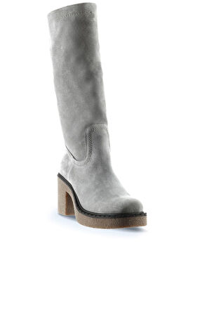 Bueno Shoes Gri Açık Süet Kadın Topuklu Çizme 01wt2903