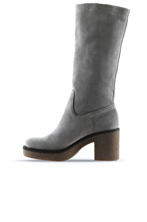 Bueno Shoes Gri Açık Süet Kadın Topuklu Çizme 01wt2903