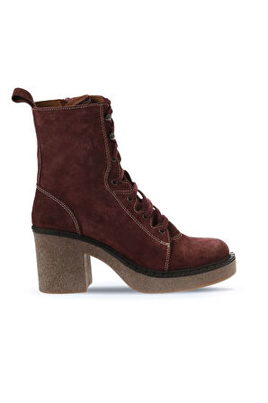 Bueno Shoes Bordo Süet Kadın Topuklu Bot 01wt2905