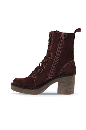 Bueno Shoes Bordo Süet Kadın Topuklu Bot 01wt2905
