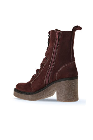 Bueno Shoes Bordo Süet Kadın Topuklu Bot 01wt2905