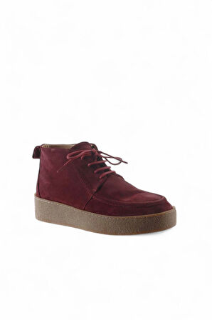 Bueno Shoes Bordo Süet Kadın Düz Bot 01wt3000
