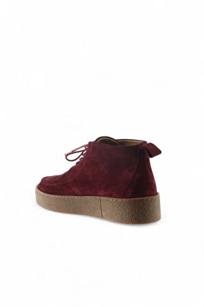 Bueno Shoes Bordo Süet Kadın Düz Bot 01wt3000