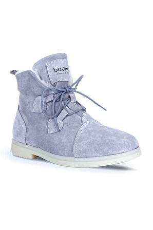 Bueno Shoes Gri Açık Süet Kadın Düz Bot 01wt3301