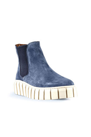 Bueno Shoes Mavi Süet Kadın Düz Bot 01wt3403