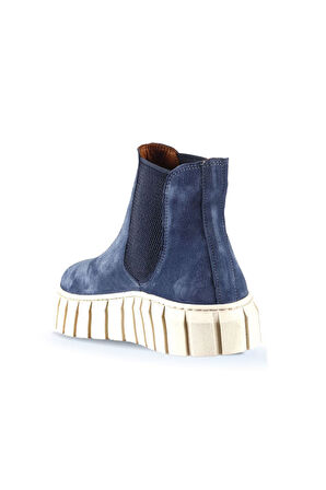 Bueno Shoes Mavi Süet Kadın Düz Bot 01wt3403
