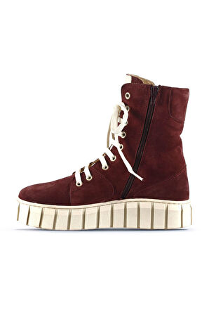 Bueno Shoes Bordo Süet Kadın Düz Bot 01wt3404