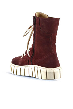 Bueno Shoes Bordo Süet Kadın Düz Bot 01wt3404