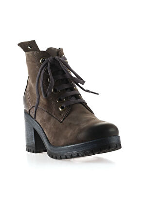 Bueno Shoes Gri Nubuk Kadın Topuklu Bot 01wr6904