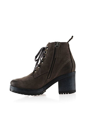 Bueno Shoes Gri Nubuk Kadın Topuklu Bot 01wr6904
