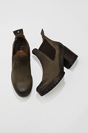 Bueno Shoes Haki Nubuk Kadın Topuklu Bot 01wr6905