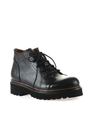 Bueno Shoes Siyah Deri Kadın Düz Bot 01wt0800