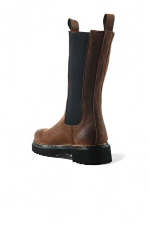 Bueno Shoes Vizon Nubuk Kadın Düz Bot 01wt0802