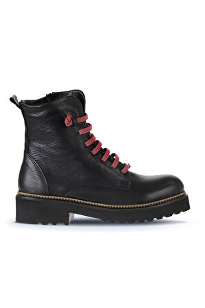 Bueno Shoes Siyah Bordo Deri Kadın Düz Bot 01wt0813