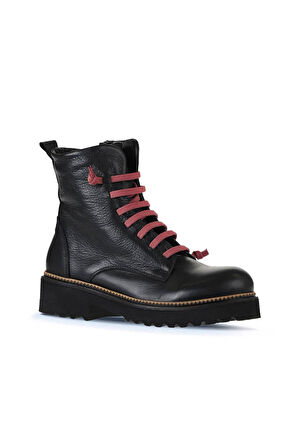 Bueno Shoes Siyah Bordo Deri Kadın Düz Bot 01wt0813