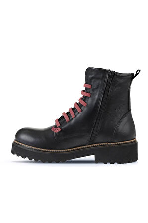 Bueno Shoes Siyah Bordo Deri Kadın Düz Bot 01wt0813