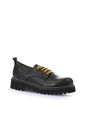Bueno Shoes Siyah Sarı Deri Kadın Klasik Ayakkabı 01wt0815