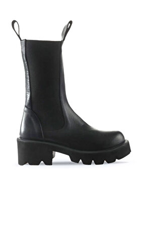 Bueno Shoes Siyah Flotter Deri Kadın Topuklu Bot 01wt1703