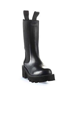 Bueno Shoes Siyah Flotter Deri Kadın Topuklu Bot 01wt1703