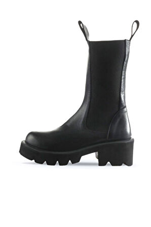 Bueno Shoes Siyah Flotter Deri Kadın Topuklu Bot 01wt1703
