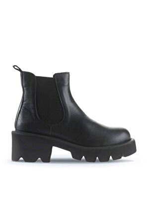 Bueno Shoes Siyah Flotter Deri Kadın Topuklu Bot 01wt1705