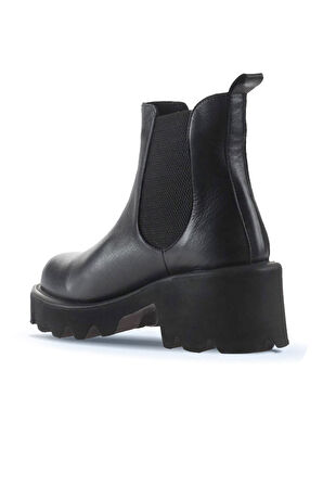 Bueno Shoes Siyah Flotter Deri Kadın Topuklu Bot 01wt1705