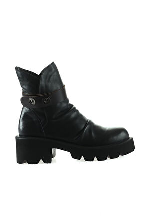 Bueno Shoes Siyah Kahve Deri Kadın Topuklu Bot 01wt1708