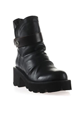 Bueno Shoes Siyah Kahve Deri Kadın Topuklu Bot 01wt1708