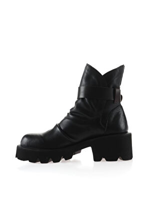 Bueno Shoes Siyah Kahve Deri Kadın Topuklu Bot 01wt1708