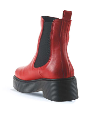 Bueno Shoes Kırmızı Flotter Deri Kadın Topuklu Bot 01wt1800