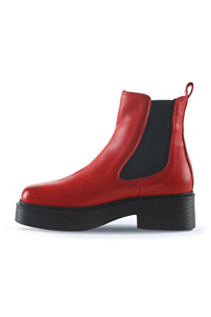 Bueno Shoes Kırmızı Flotter Deri Kadın Topuklu Bot 01wt1800