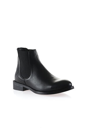 Bueno Shoes Siyah Flotter Deri Kadın Düz Bot 01wt2406